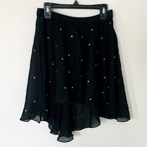 Black chiffon ice skating/dance skirt with studded rhinestones size s
